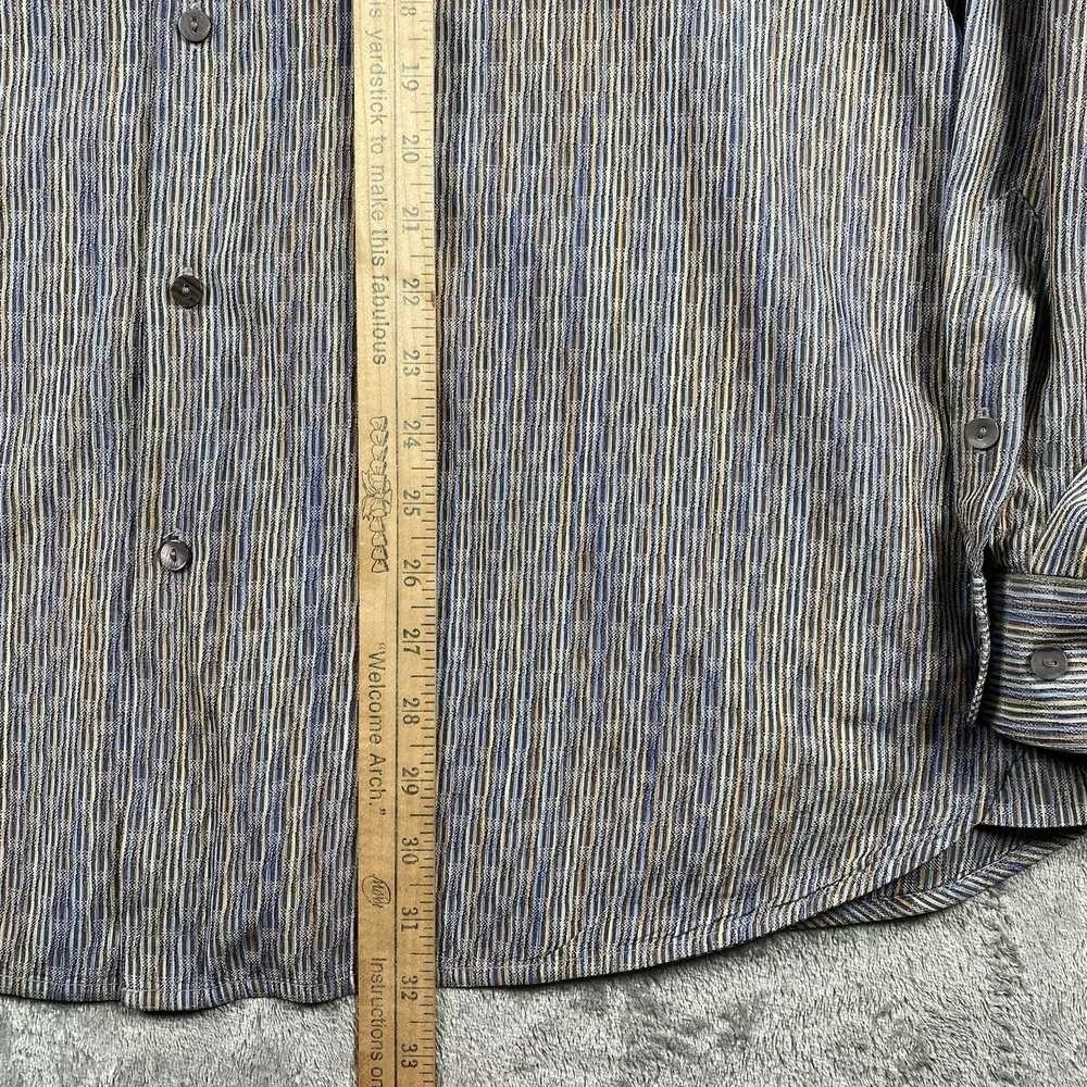Jhane Barnes Shirt Mens XXL Long Sleeve Geometric Striped Silk Blend Button Down